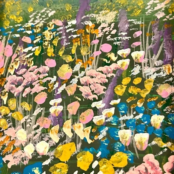 Set of 2 Signed Original Acrylic Floral landscape Paintings, 5x7, unframed